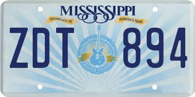 MS license plate ZDT894