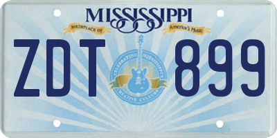 MS license plate ZDT899
