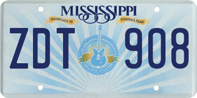 MS license plate ZDT908