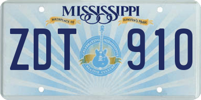 MS license plate ZDT910