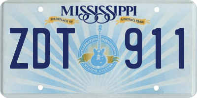 MS license plate ZDT911