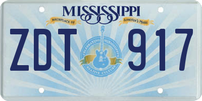 MS license plate ZDT917