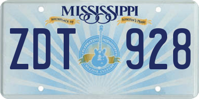 MS license plate ZDT928