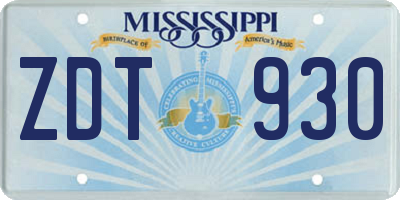 MS license plate ZDT930
