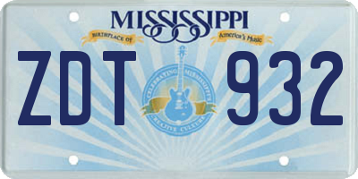 MS license plate ZDT932