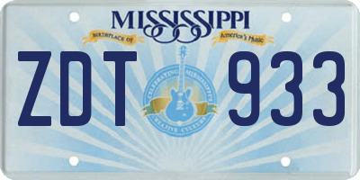 MS license plate ZDT933
