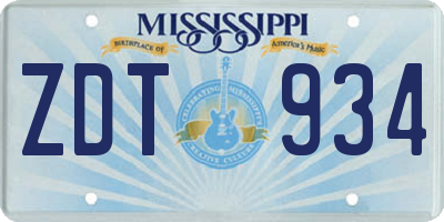 MS license plate ZDT934