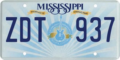 MS license plate ZDT937