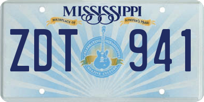 MS license plate ZDT941