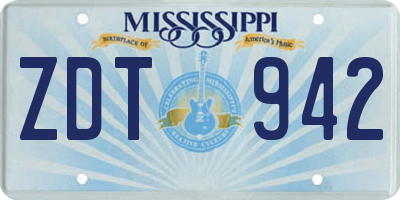 MS license plate ZDT942