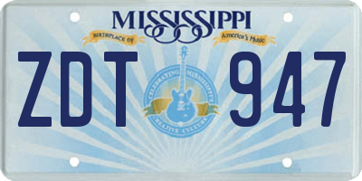 MS license plate ZDT947