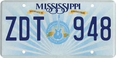 MS license plate ZDT948