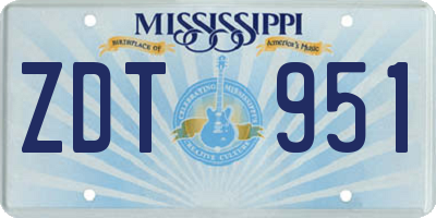 MS license plate ZDT951