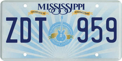 MS license plate ZDT959