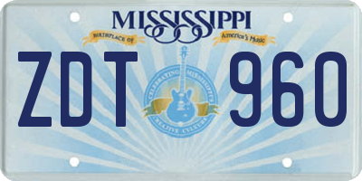 MS license plate ZDT960