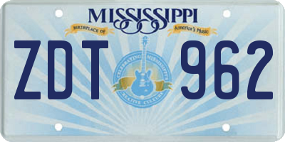 MS license plate ZDT962