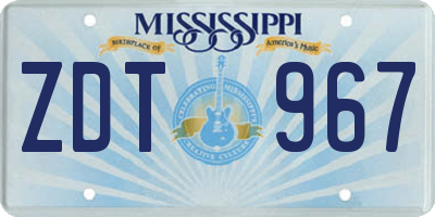 MS license plate ZDT967