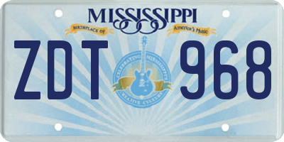MS license plate ZDT968
