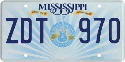 MS license plate ZDT970