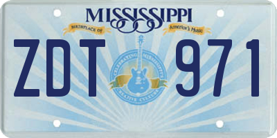 MS license plate ZDT971