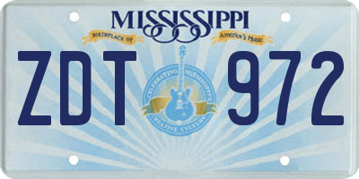 MS license plate ZDT972