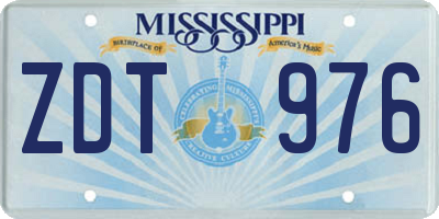 MS license plate ZDT976