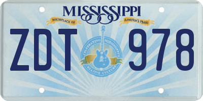 MS license plate ZDT978