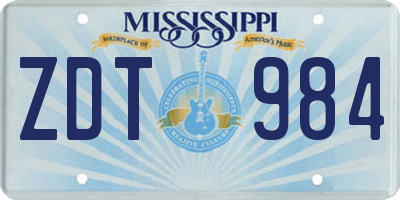 MS license plate ZDT984