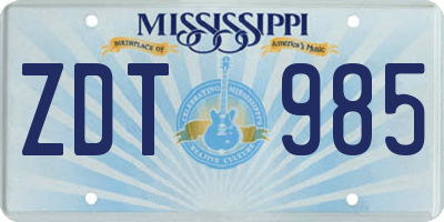 MS license plate ZDT985