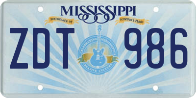 MS license plate ZDT986