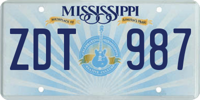 MS license plate ZDT987