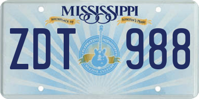 MS license plate ZDT988