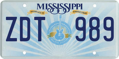 MS license plate ZDT989