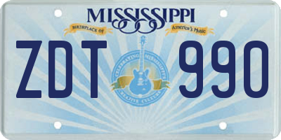 MS license plate ZDT990