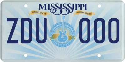 MS license plate ZDU000