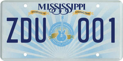 MS license plate ZDU001