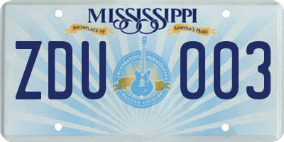 MS license plate ZDU003
