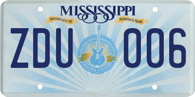 MS license plate ZDU006