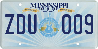 MS license plate ZDU009