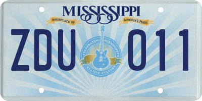 MS license plate ZDU011