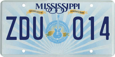 MS license plate ZDU014