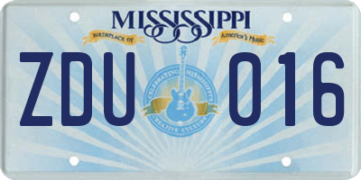 MS license plate ZDU016