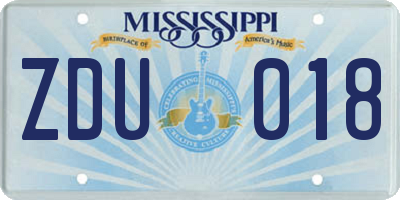 MS license plate ZDU018