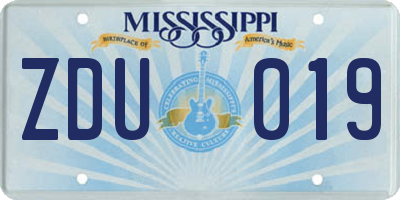MS license plate ZDU019