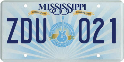 MS license plate ZDU021