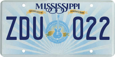 MS license plate ZDU022