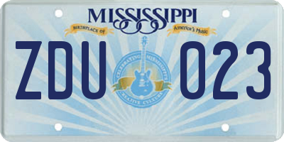 MS license plate ZDU023