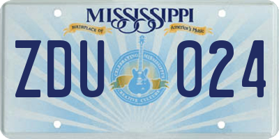 MS license plate ZDU024