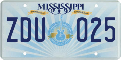 MS license plate ZDU025