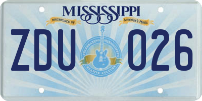 MS license plate ZDU026
